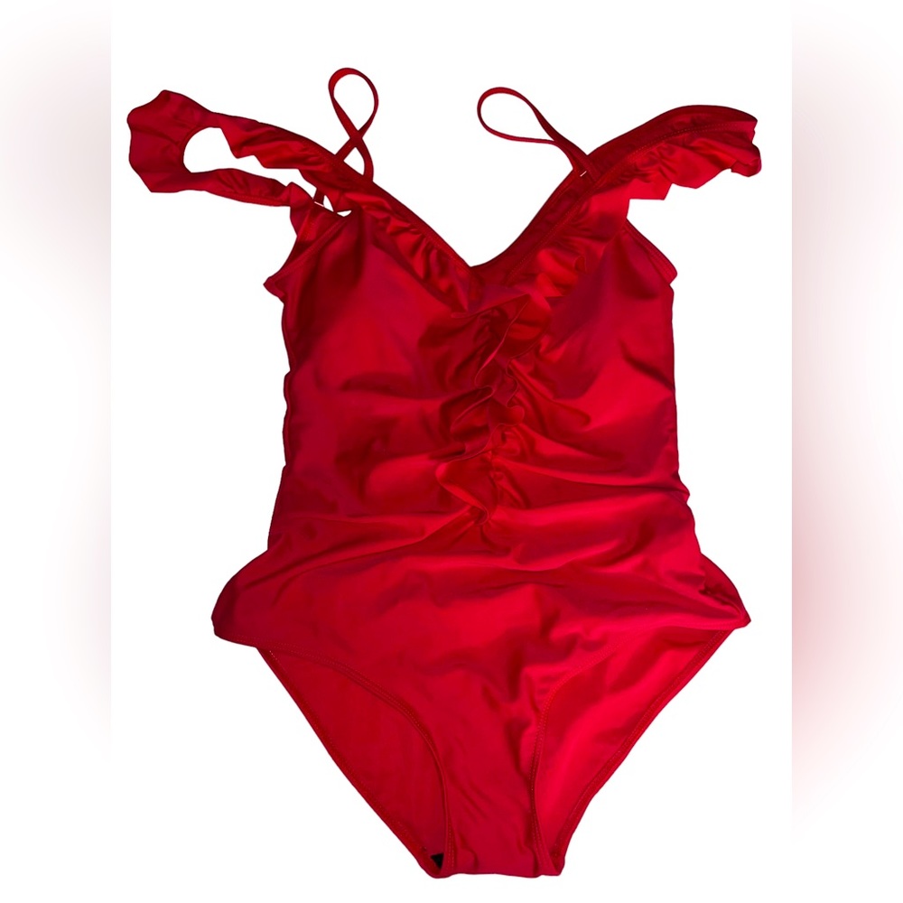 Red one piece bathing suit